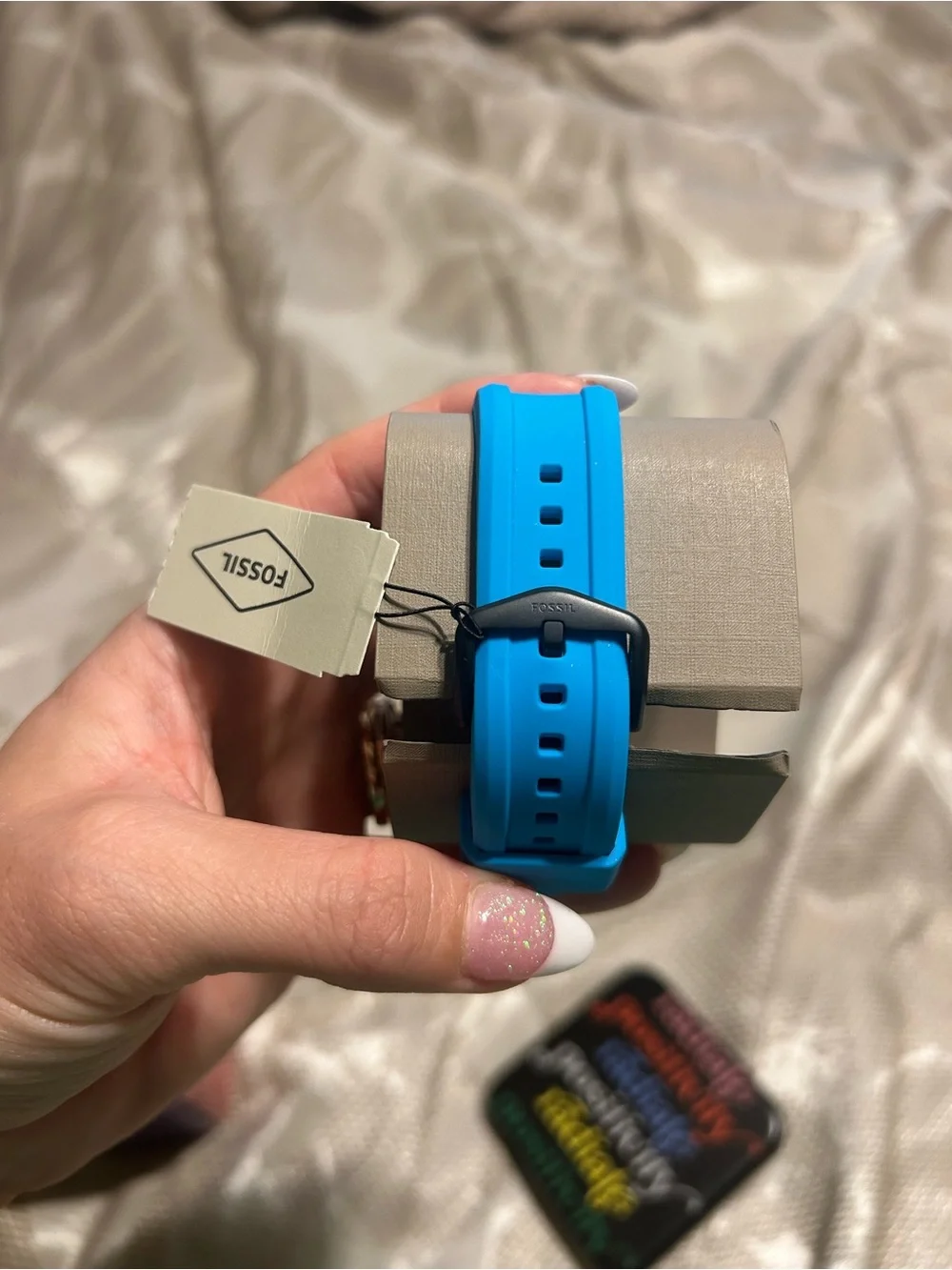 Fossil FB-01 FS5682 Neon Blue Dive Watch NWT
